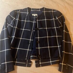 Giorgio Armani Vintage 90s Windowpane Cropped Jacket Made in Italy Size 46